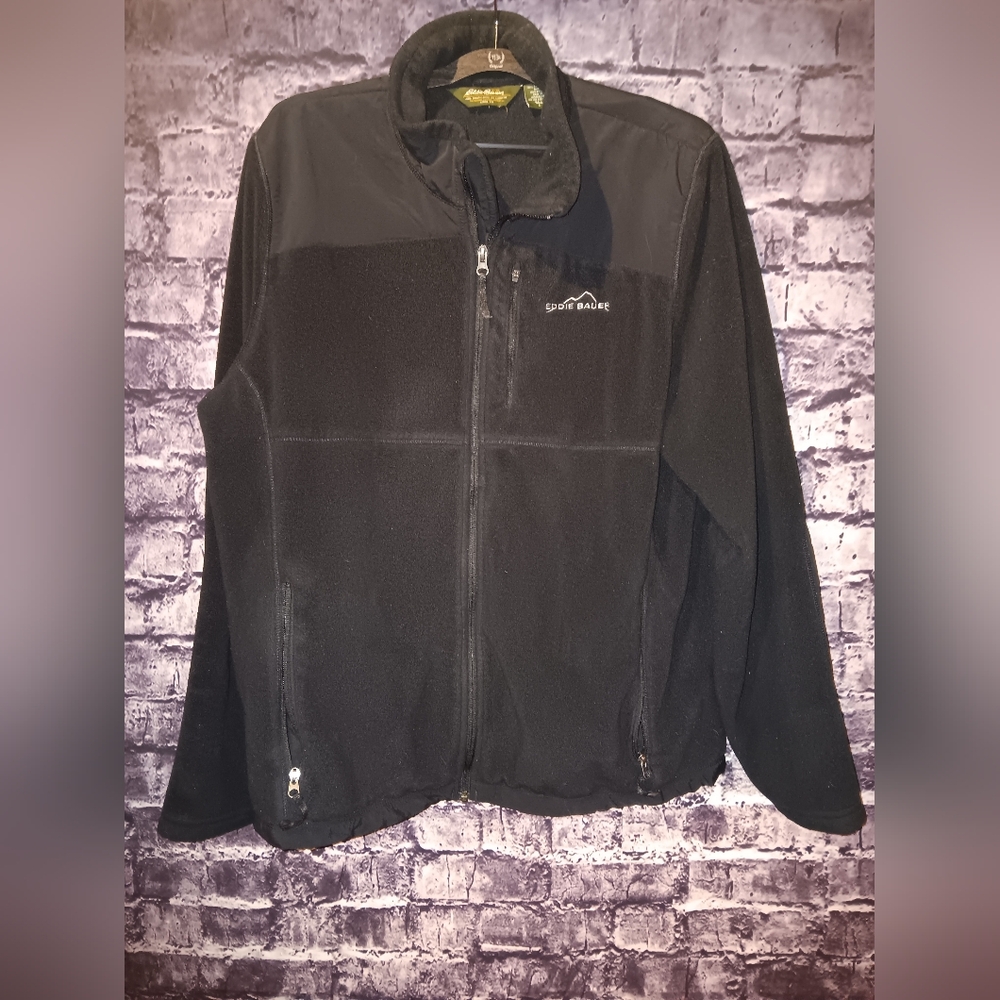 Eddie Bauer Black Fleece Zip Up sz Large Talll